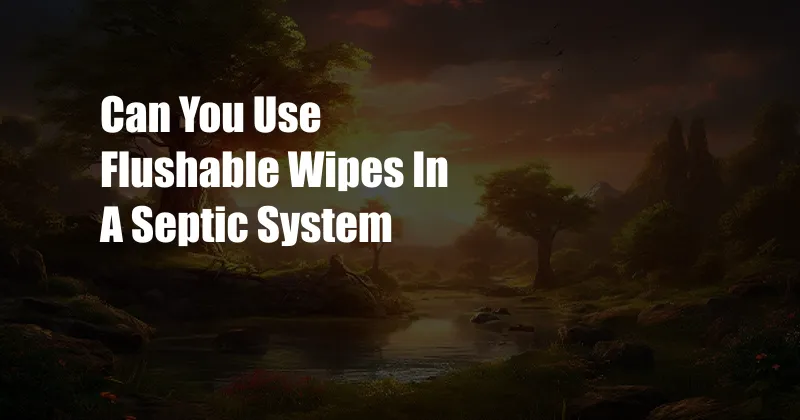 Can You Use Flushable Wipes In A Septic System