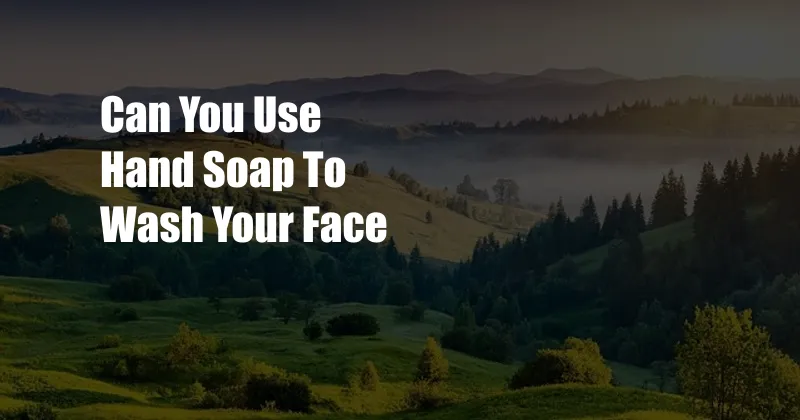 Can You Use Hand Soap To Wash Your Face