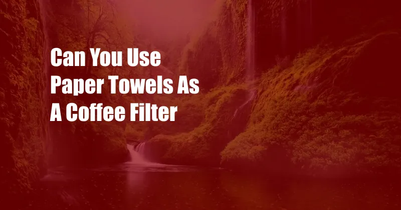 Can You Use Paper Towels As A Coffee Filter