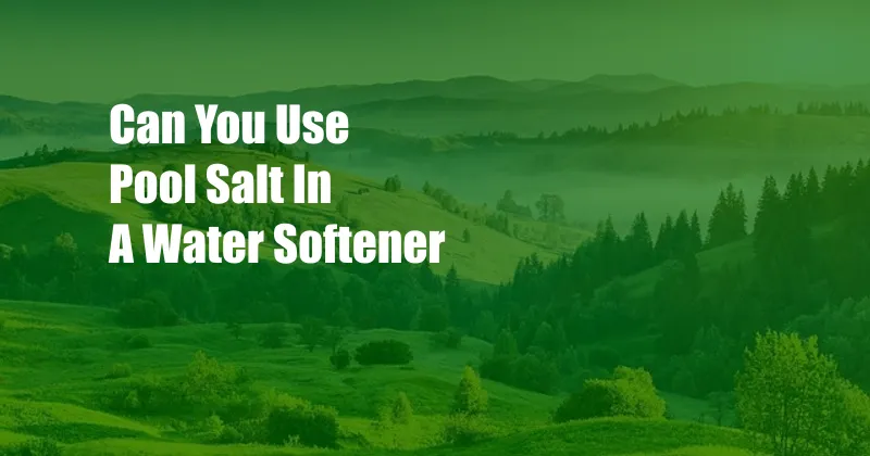 Can You Use Pool Salt In A Water Softener