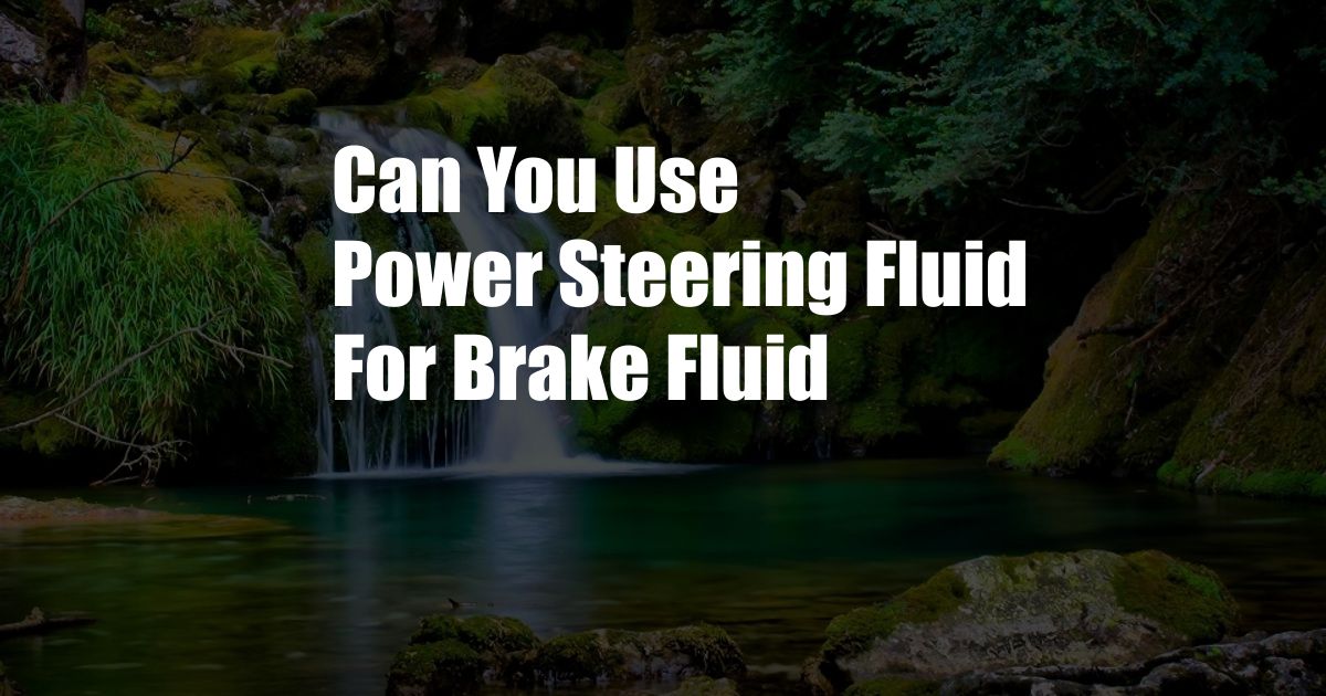 Can You Use Power Steering Fluid For Brake Fluid