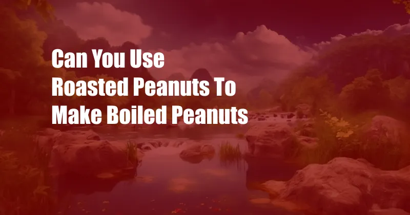 Can You Use Roasted Peanuts To Make Boiled Peanuts