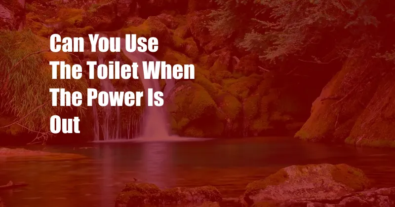 Can You Use The Toilet When The Power Is Out