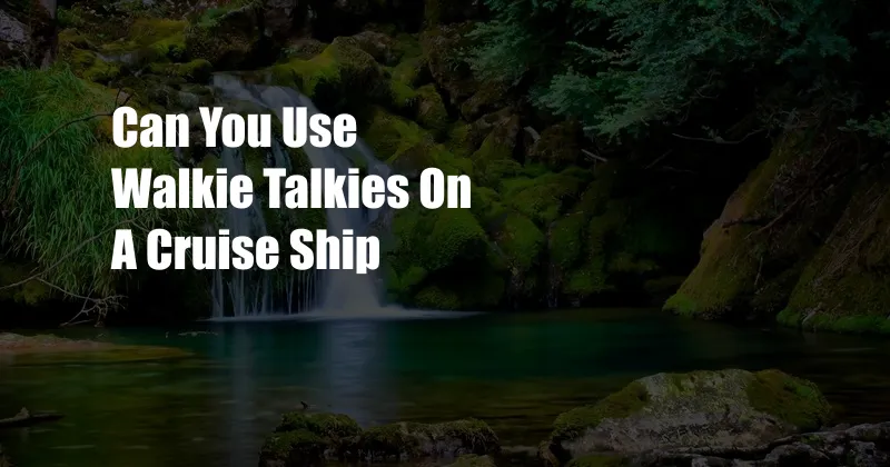 Can You Use Walkie Talkies On A Cruise Ship