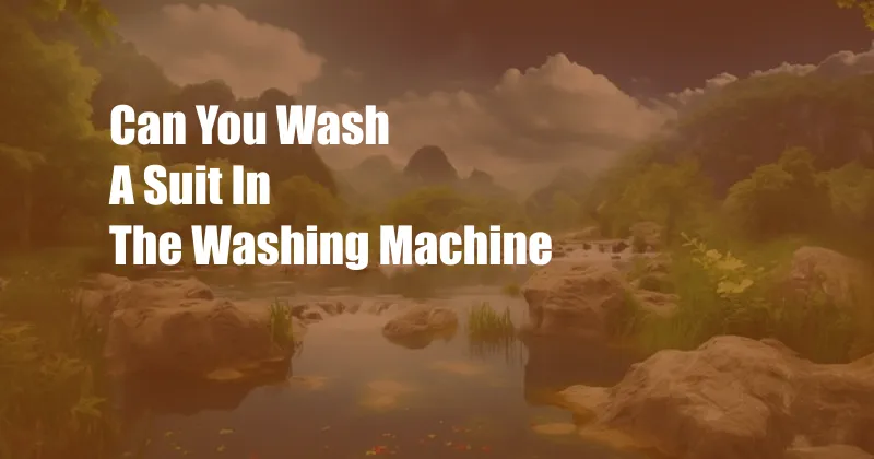 Can You Wash A Suit In The Washing Machine