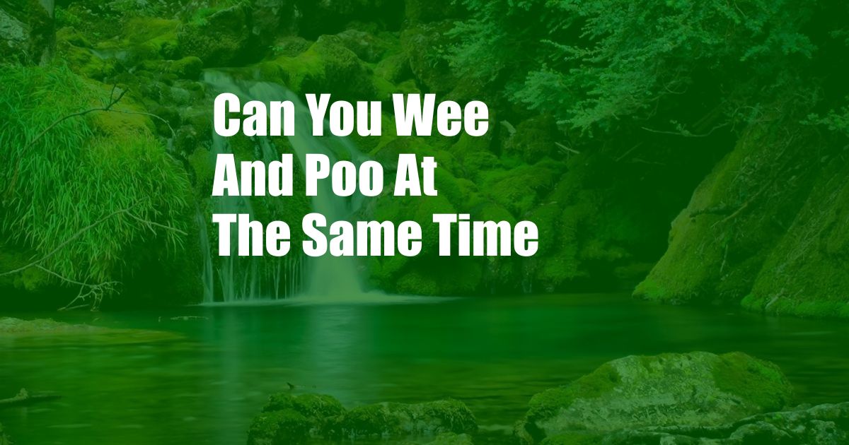 Can You Wee And Poo At The Same Time