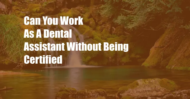Can You Work As A Dental Assistant Without Being Certified