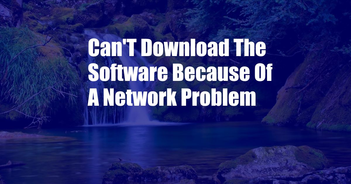 Can'T Download The Software Because Of A Network Problem