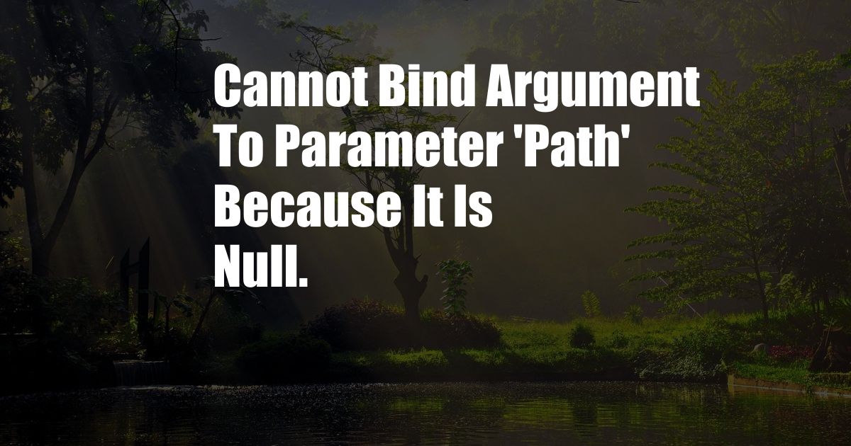 Cannot Bind Argument To Parameter 'Path' Because It Is Null.