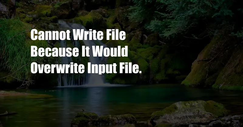 Cannot Write File Because It Would Overwrite Input File.