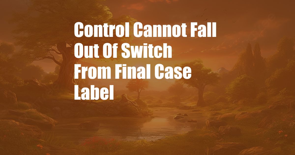 Control Cannot Fall Out Of Switch From Final Case Label