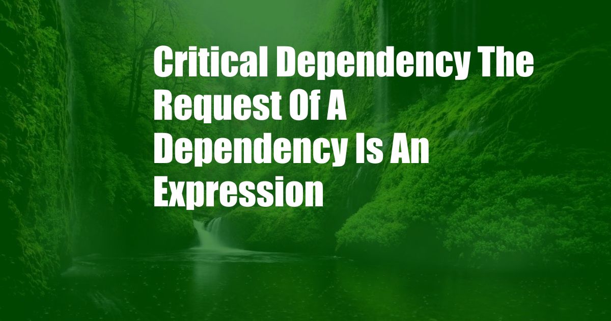 Critical Dependency The Request Of A Dependency Is An Expression