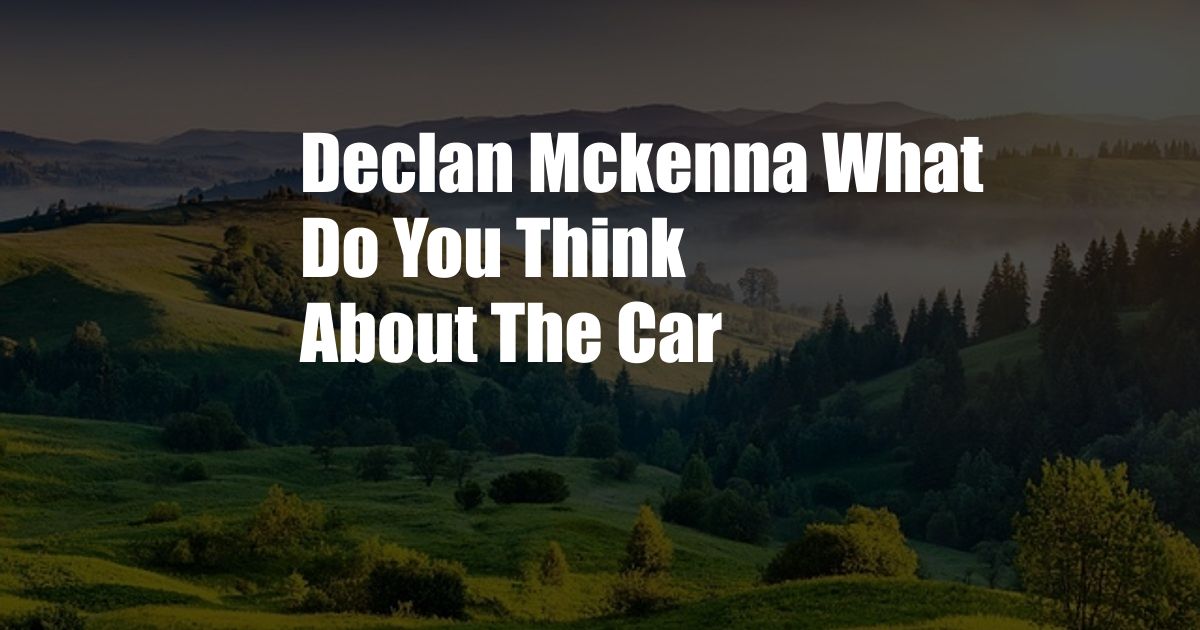 Declan Mckenna What Do You Think About The Car