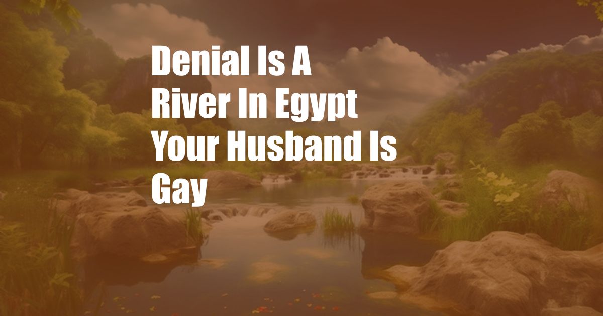 Denial Is A River In Egypt Your Husband Is Gay