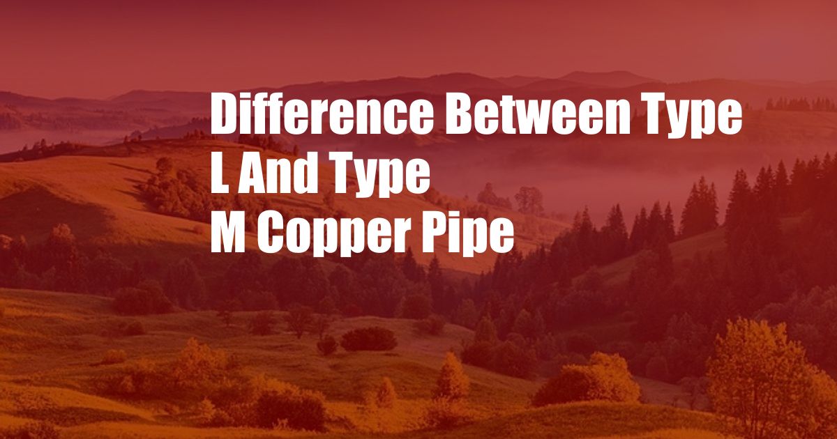 Difference Between Type L And Type M Copper Pipe