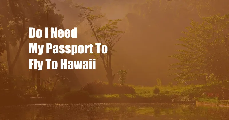 Do I Need My Passport To Fly To Hawaii