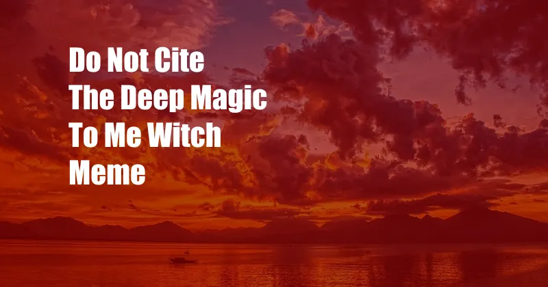 Do Not Cite The Deep Magic To Me Witch Meme
