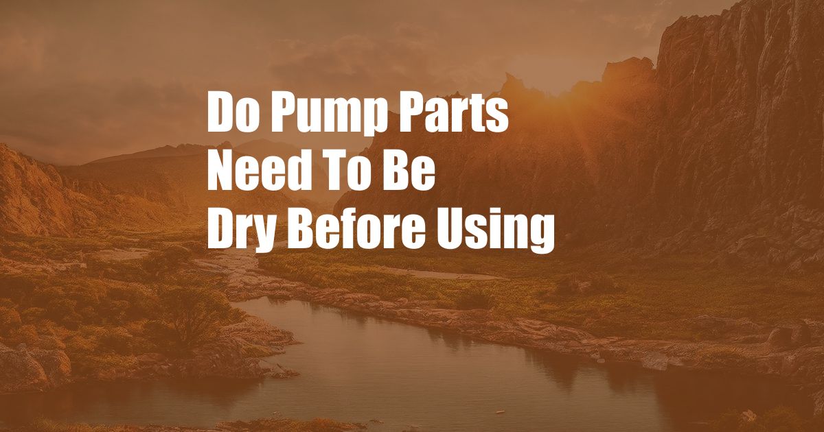 Do Pump Parts Need To Be Dry Before Using