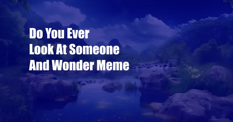 Do You Ever Look At Someone And Wonder Meme