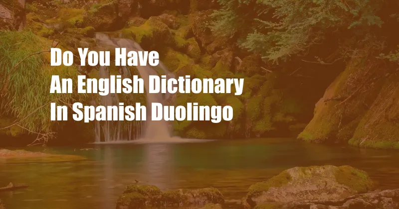 Do You Have An English Dictionary In Spanish Duolingo