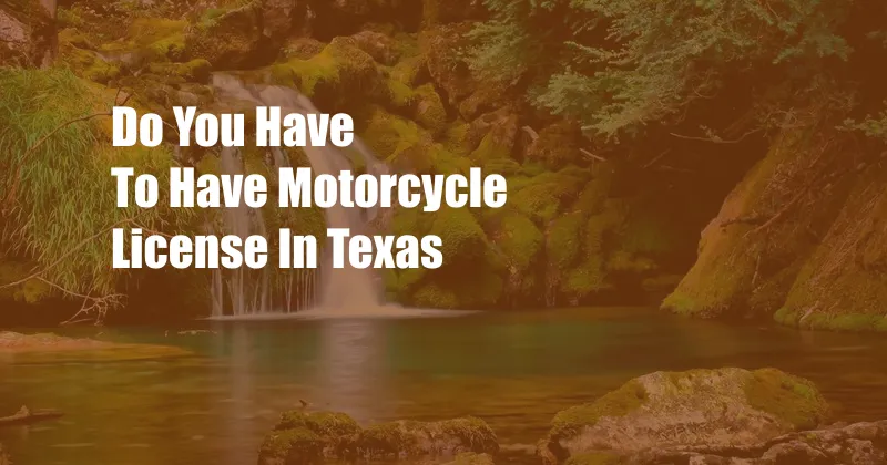 Do You Have To Have Motorcycle License In Texas