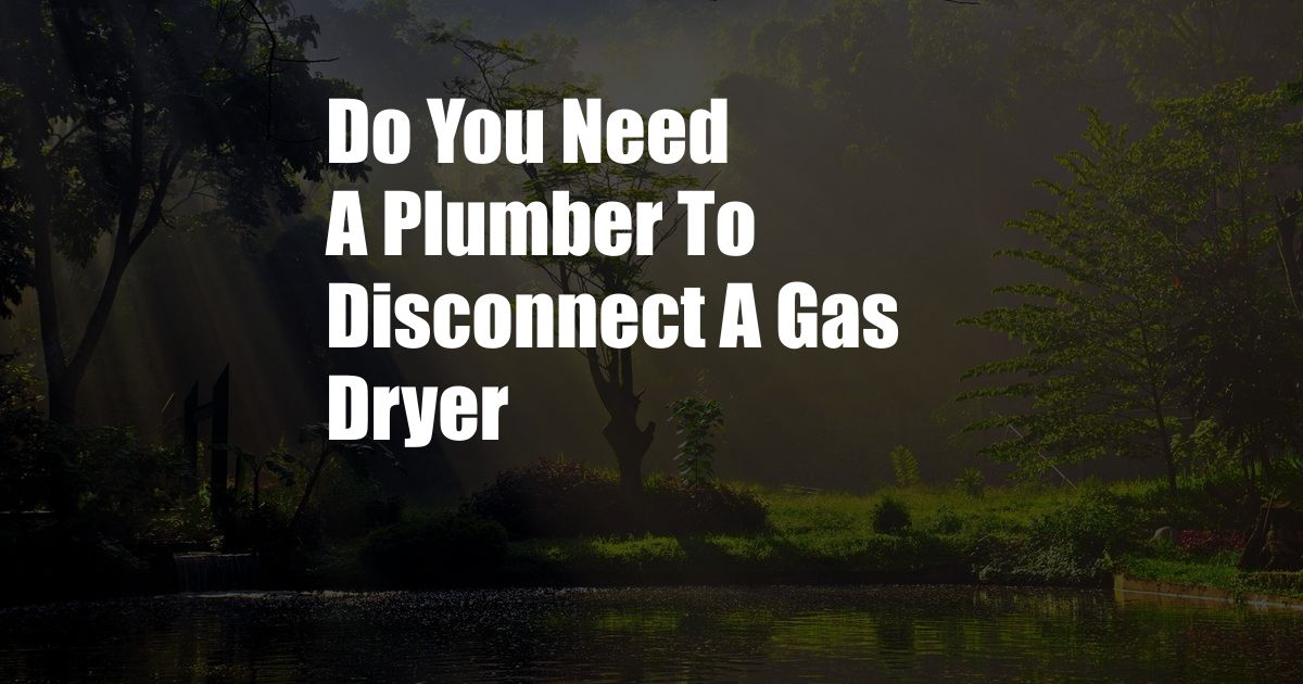 Do You Need A Plumber To Disconnect A Gas Dryer