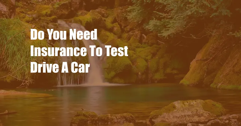 Do You Need Insurance To Test Drive A Car