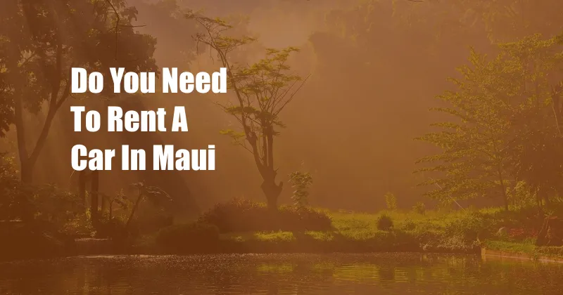 Do You Need To Rent A Car In Maui