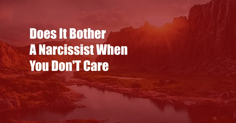 Does It Bother A Narcissist When You Don'T Care