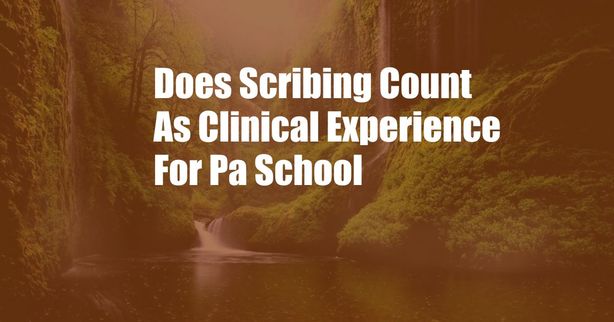 Does Scribing Count As Clinical Experience For Pa School