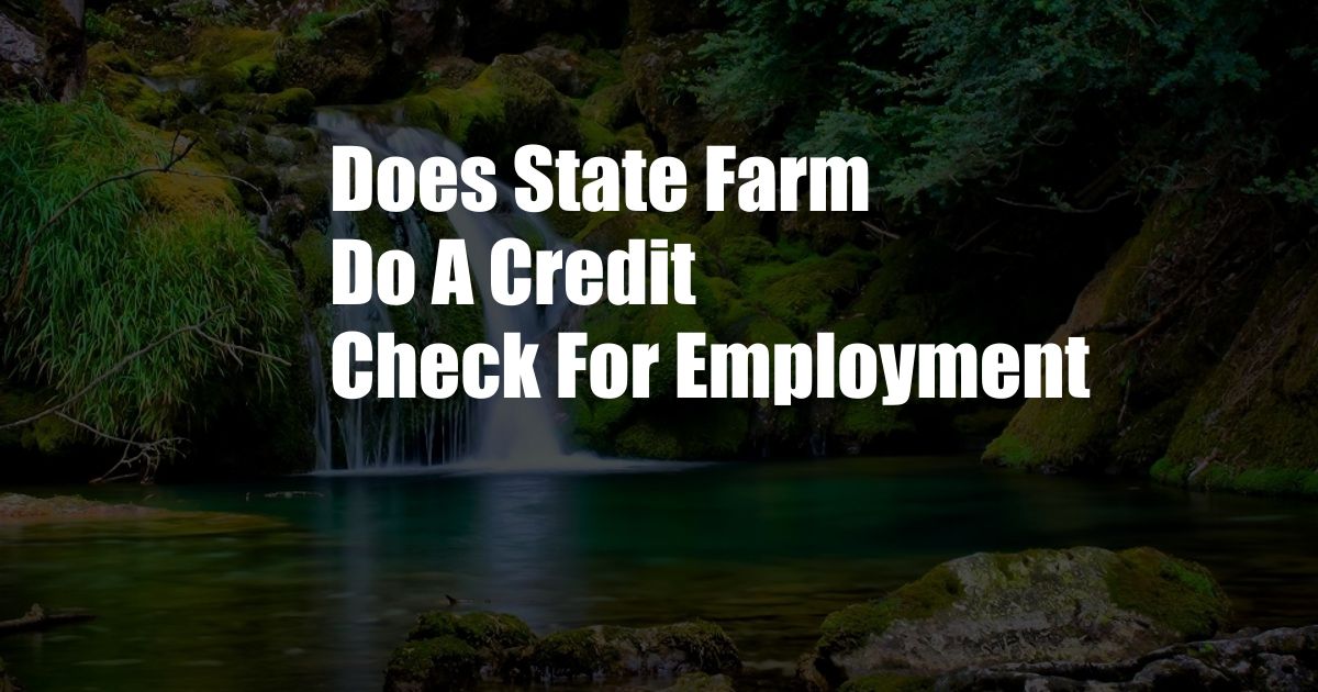 Does State Farm Do A Credit Check For Employment