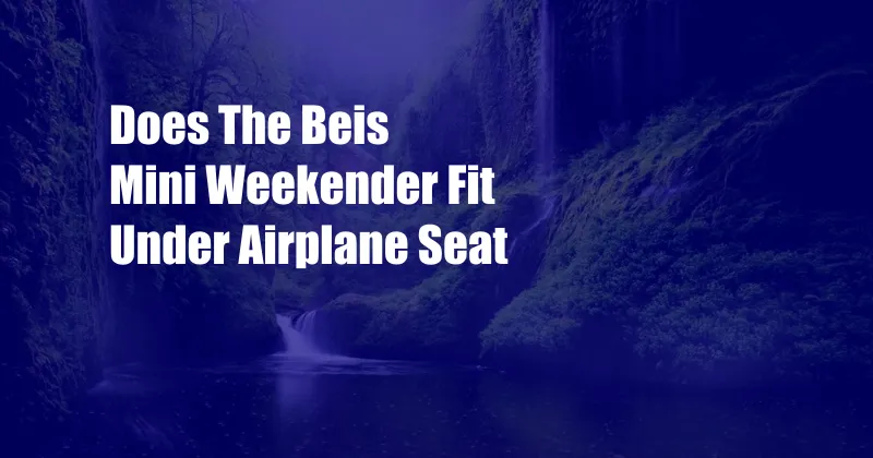 Does The Beis Mini Weekender Fit Under Airplane Seat