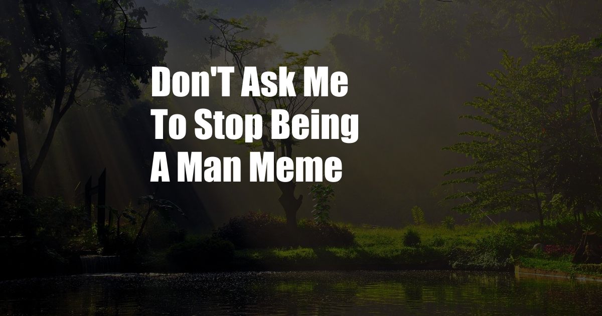 Don'T Ask Me To Stop Being A Man Meme