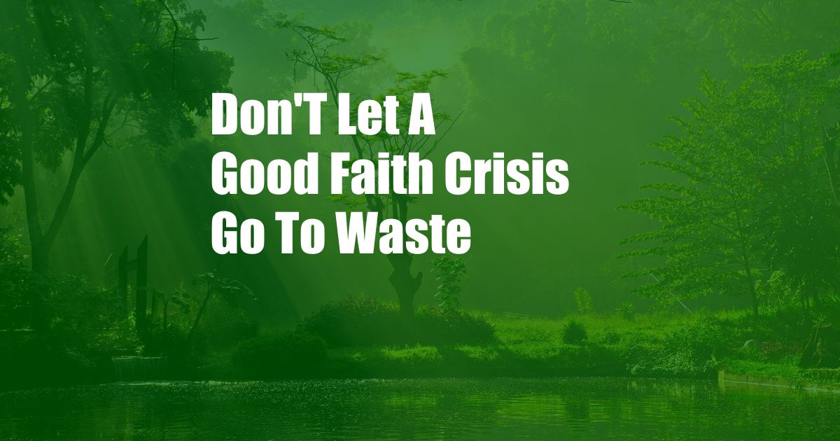 Don'T Let A Good Faith Crisis Go To Waste