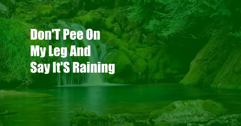 Don'T Pee On My Leg And Say It'S Raining