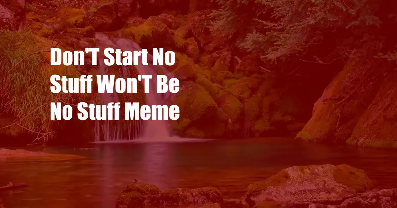 Don'T Start No Stuff Won'T Be No Stuff Meme