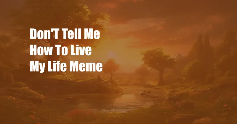 Don'T Tell Me How To Live My Life Meme