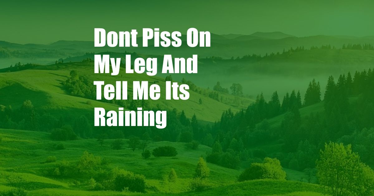 Dont Piss On My Leg And Tell Me Its Raining