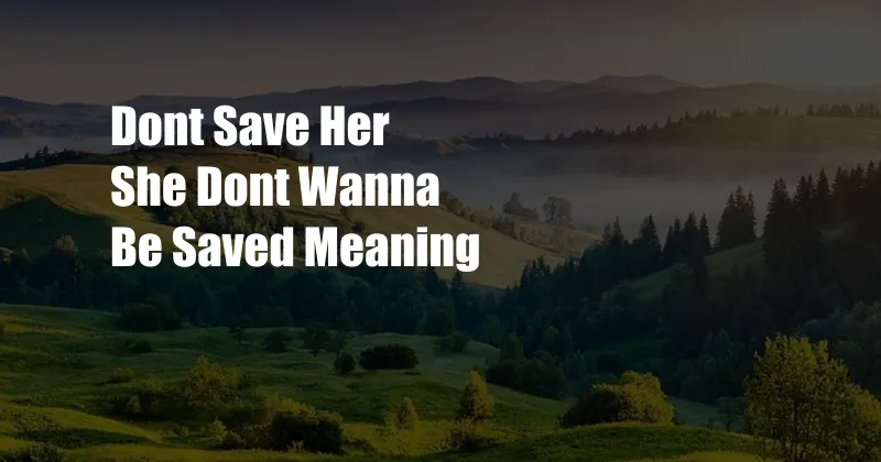 Dont Save Her She Dont Wanna Be Saved Meaning