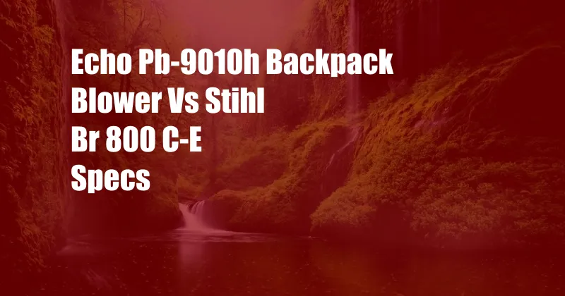 Echo Pb-9010h Backpack Blower Vs Stihl Br 800 C-E Specs