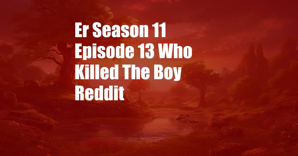 Er Season 11 Episode 13 Who Killed The Boy Reddit