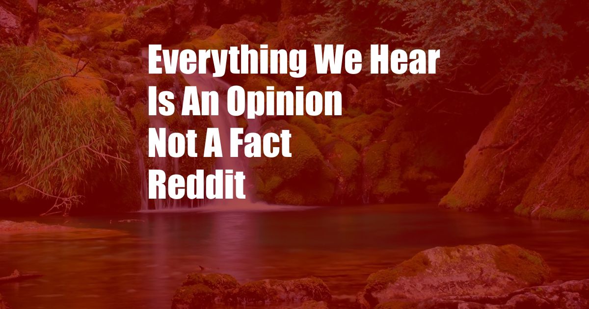 Everything We Hear Is An Opinion Not A Fact Reddit
