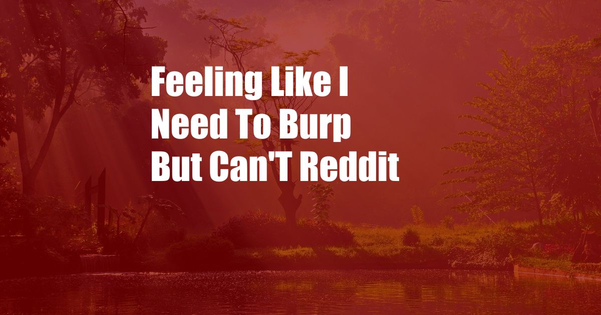 Feeling Like I Need To Burp But Can'T Reddit