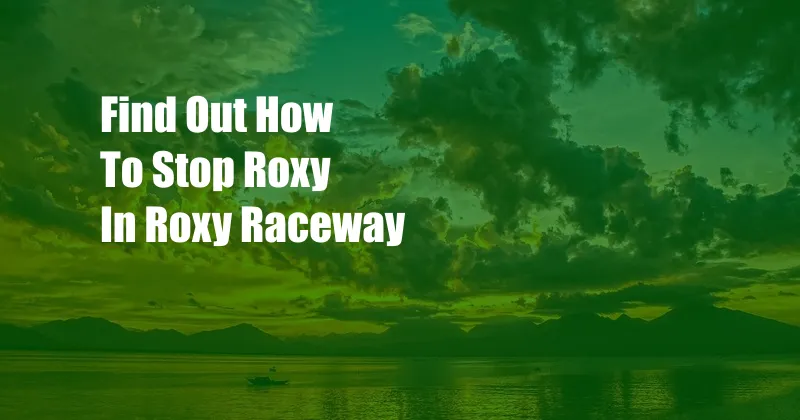 Find Out How To Stop Roxy In Roxy Raceway