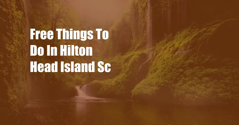 Free Things To Do In Hilton Head Island Sc