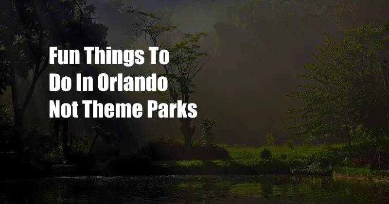 Fun Things To Do In Orlando Not Theme Parks