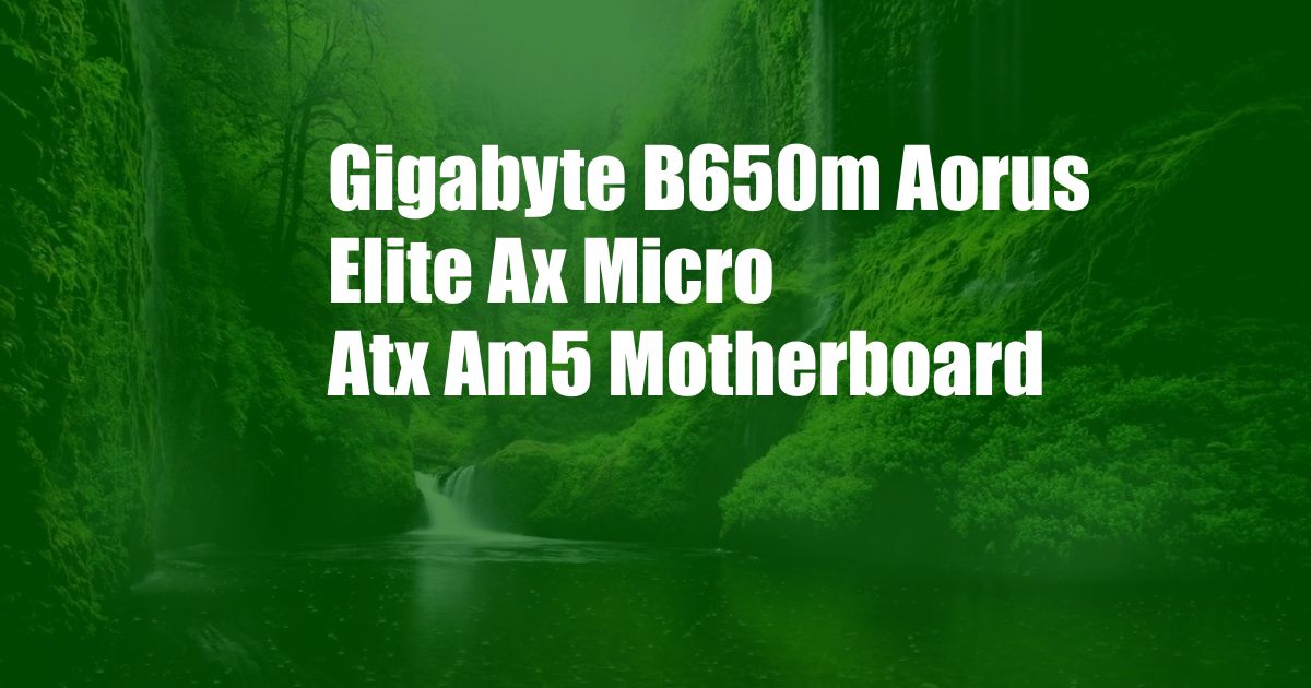 Gigabyte B650m Aorus Elite Ax Micro Atx Am5 Motherboard