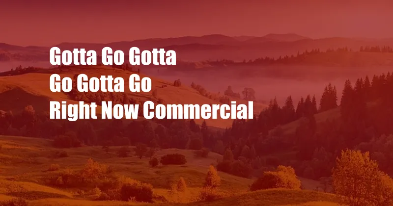 Gotta Go Gotta Go Gotta Go Right Now Commercial