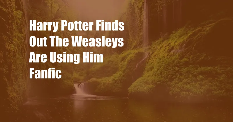 Harry Potter Finds Out The Weasleys Are Using Him Fanfic