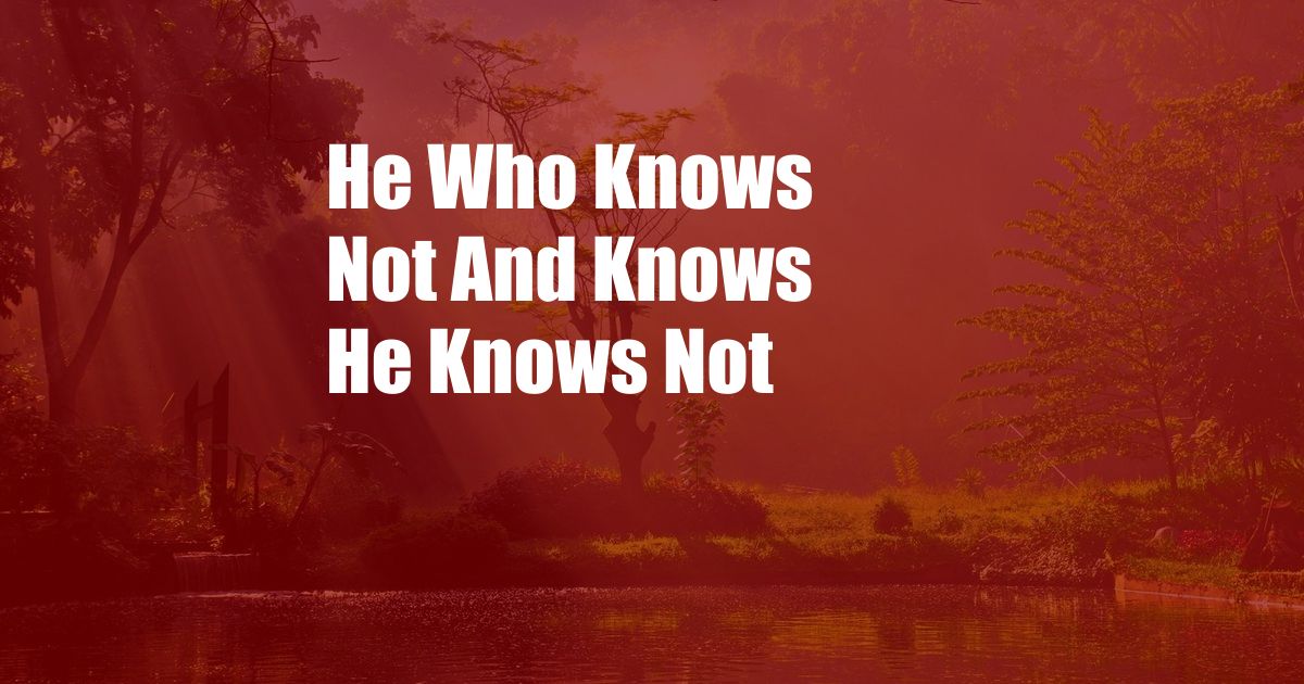 He Who Knows Not And Knows He Knows Not